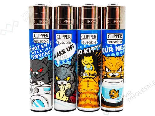 CLIPPER Lighters Printed 48's Various Designs – Funny Cats - VIR Wholesale