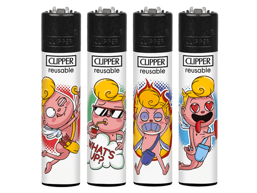 CLIPPER Lighters Printed 48’s Various Designs – Funny Cupid - VIR Wholesale