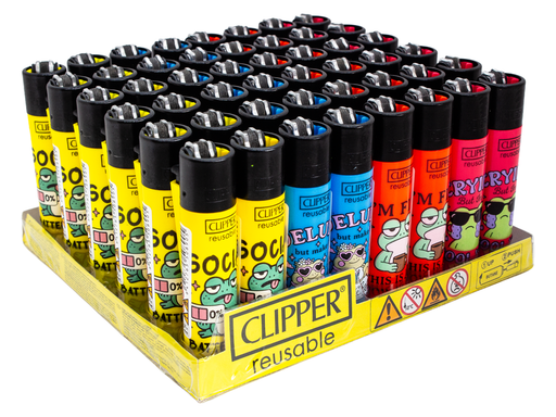 CLIPPER Lighters Printed 48’s Various Designs – Funny Frog - VIR Wholesale