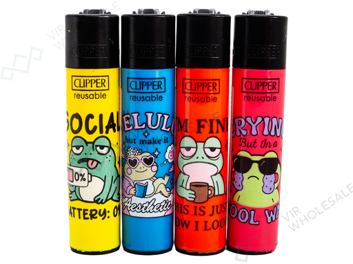 CLIPPER Lighters Printed 48’s Various Designs – Funny Frog - VIR Wholesale