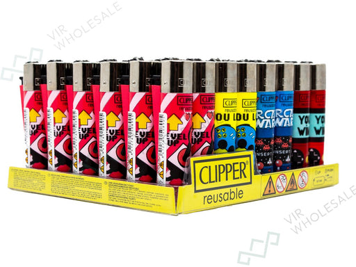 CLIPPER Lighters Printed 48's Various Designs - Game Lover - VIR Wholesale