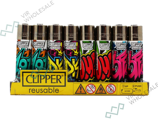 CLIPPER Lighters Printed 48's Various Designs - Graffiti - VIR Wholesale