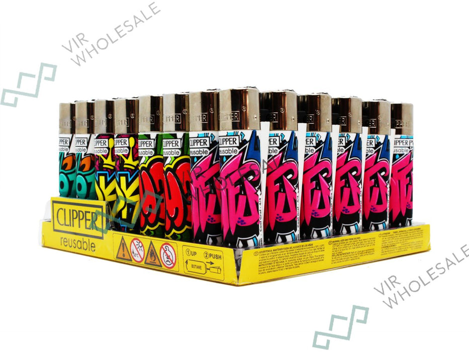 CLIPPER Lighters Printed 48's Various Designs - Graffiti - VIR Wholesale
