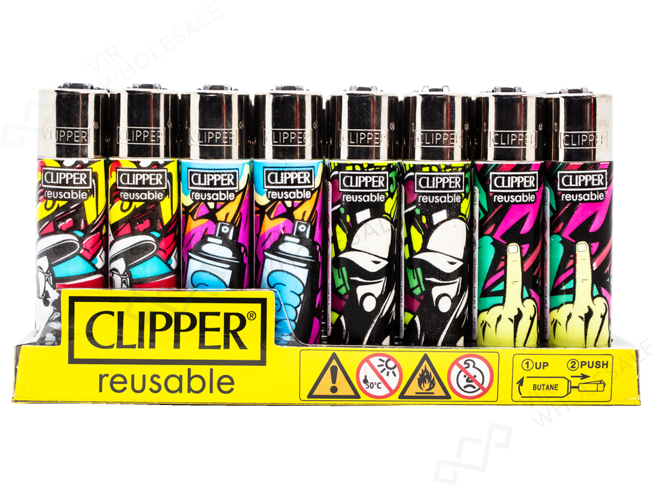 CLIPPER Lighters Printed 48's Various Designs – Graffiti - VIR Wholesale