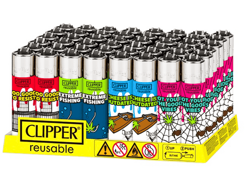 CLIPPER Lighters Printed 48’s Various Designs – Green Bait - VIR Wholesale