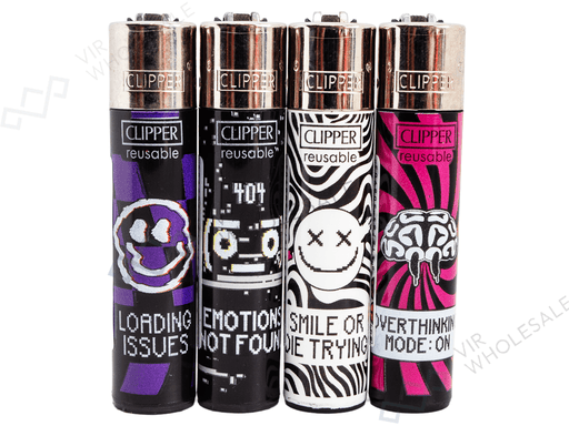 CLIPPER Lighters Printed 48’s Various Designs – Happy Problems - VIR Wholesale