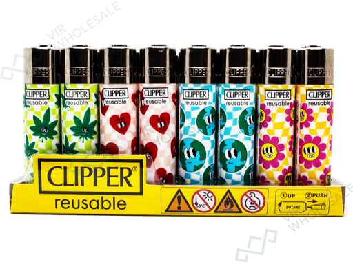 CLIPPER Lighters Printed 48’s Various Designs – Happy Weed - VIR Wholesale