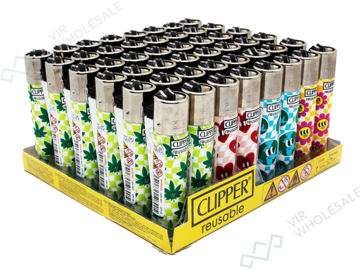 CLIPPER Lighters Printed 48’s Various Designs – Happy Weed - VIR Wholesale