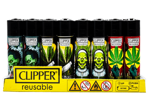CLIPPER Lighters Printed 48’s Various Designs – Horror Leaves - VIR Wholesale