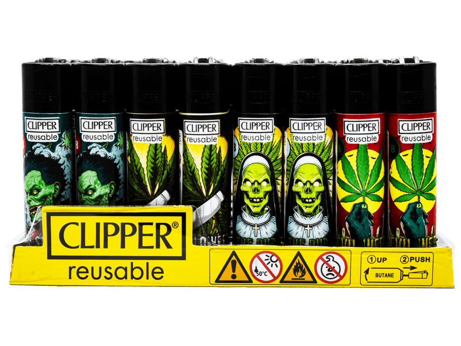 CLIPPER Lighters Printed 48’s Various Designs – Horror Leaves - VIR Wholesale
