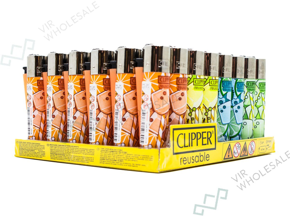 CLIPPER Lighters Printed 48's Various Designs - Liquid Light - VIR Wholesale