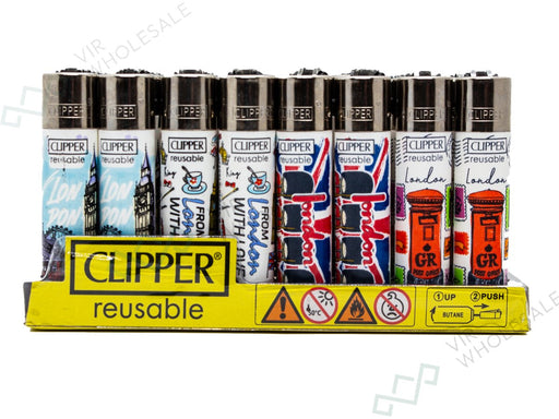 CLIPPER Lighters Printed 48's Various Designs - London - VIR Wholesale