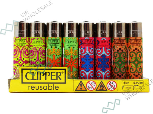 CLIPPER Lighters Printed 48's Various Designs - Mandala Snow Flakes - VIR Wholesale