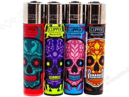 CLIPPER Lighters Printed 48’s Various Designs – Marked Skull - VIR Wholesale