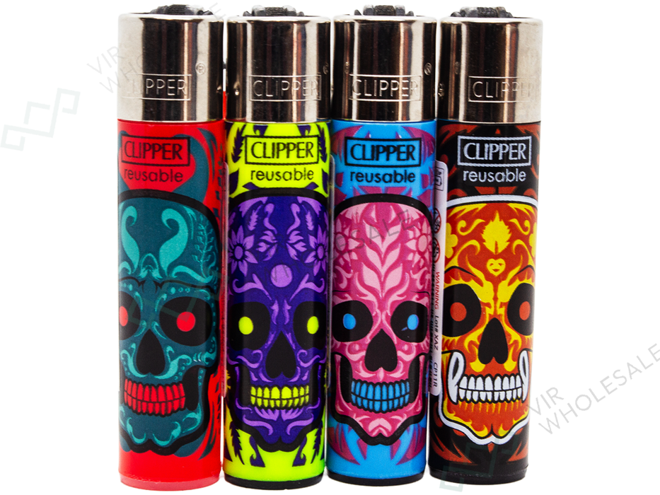 CLIPPER Lighters Printed 48’s Various Designs – Marked Skull - VIR Wholesale
