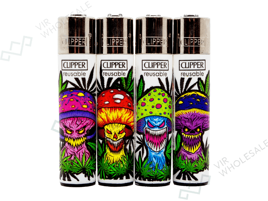 CLIPPER Lighters Printed 48's Various Designs - Mushroom Monster - VIR Wholesale