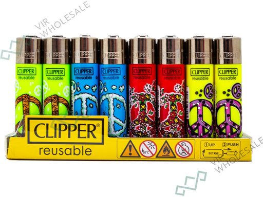 CLIPPER Lighters Printed 48's Various Designs - Peace Anywhere - VIR Wholesale