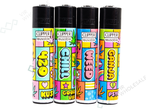 CLIPPER Lighters Printed 48’s Various Designs – Pop Weed - VIR Wholesale