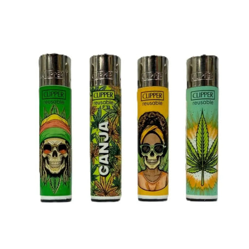 CLIPPER Lighters Printed 48’s Various Designs – Rasta Leaves 4/4 - VIR Wholesale