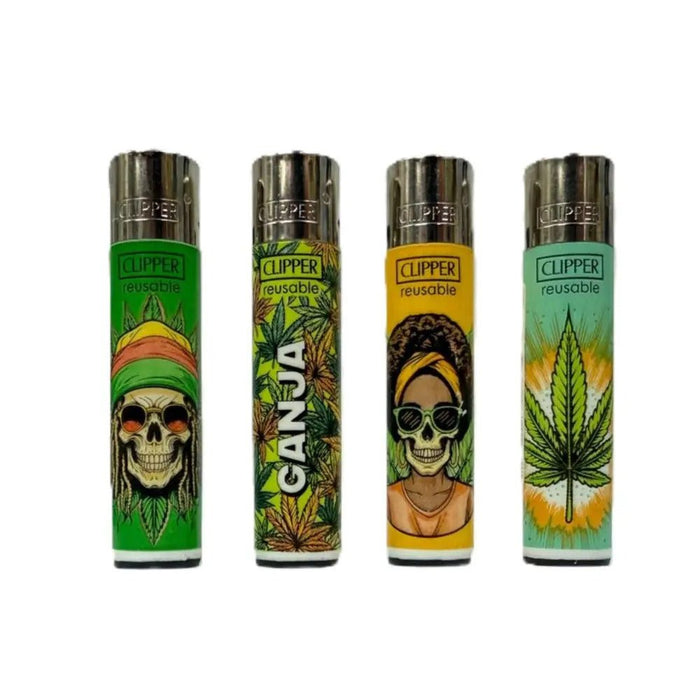 CLIPPER Lighters Printed 48’s Various Designs – Rasta Leaves 4/4 - VIR Wholesale