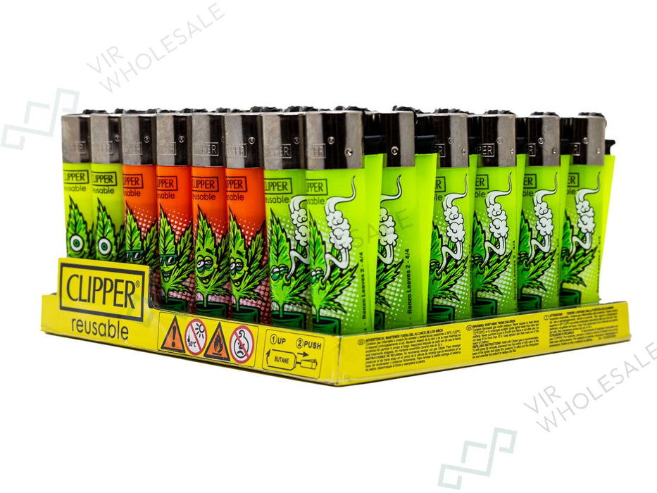 CLIPPER Lighters Printed 48's Various Designs - Renzo Leaves - VIR Wholesale