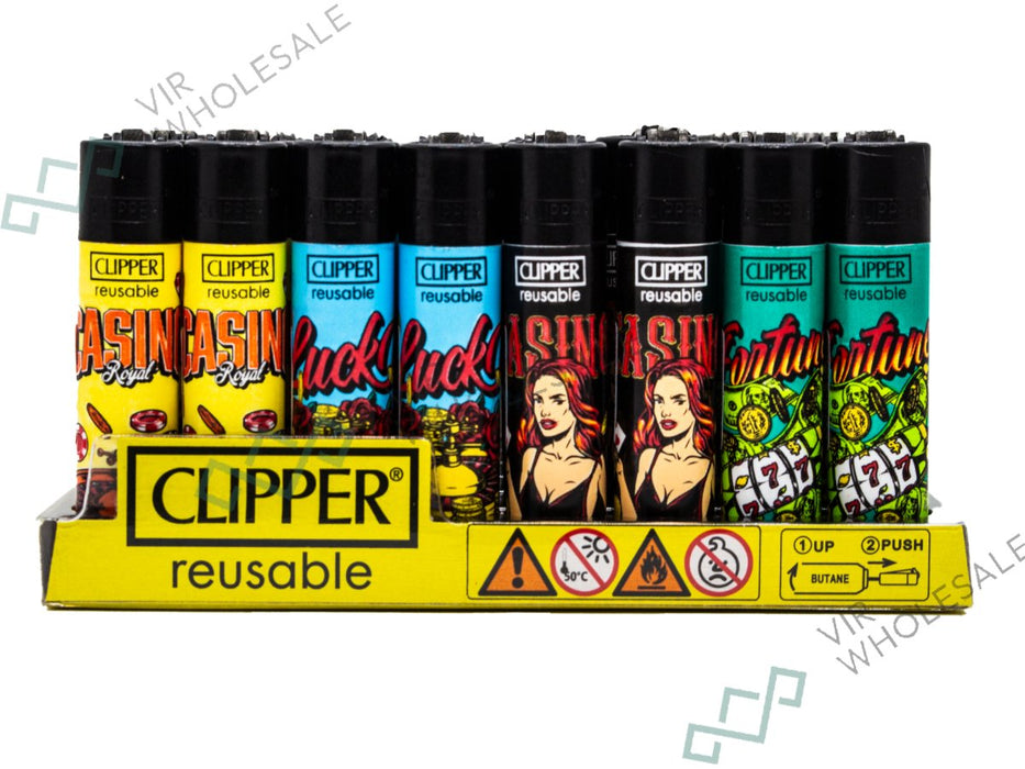 CLIPPER Lighters Printed 48's Various Designs - Retro Belts - VIR Wholesale