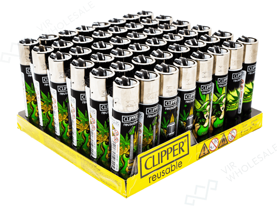 CLIPPER Lighters Printed 48’s Various Designs – Rockstar Leaves - VIR Wholesale