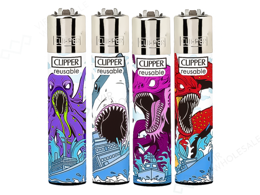 CLIPPER Lighters Printed 48’s Various Designs – Sea Monsters - VIR Wholesale