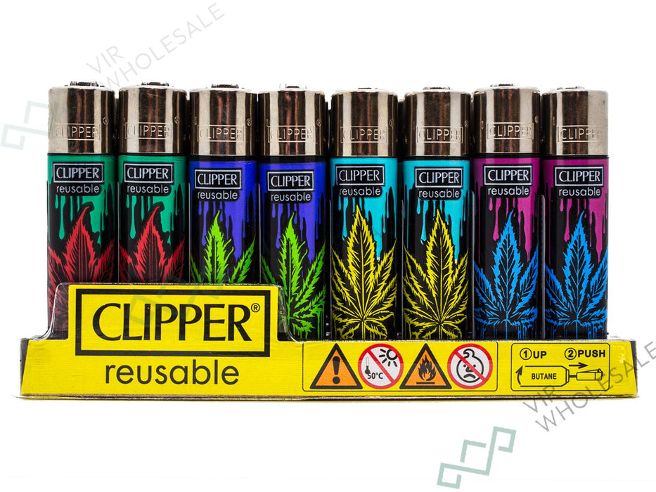 CLIPPER Lighters Printed 48's Various Designs - Splash Leaves - VIR Wholesale