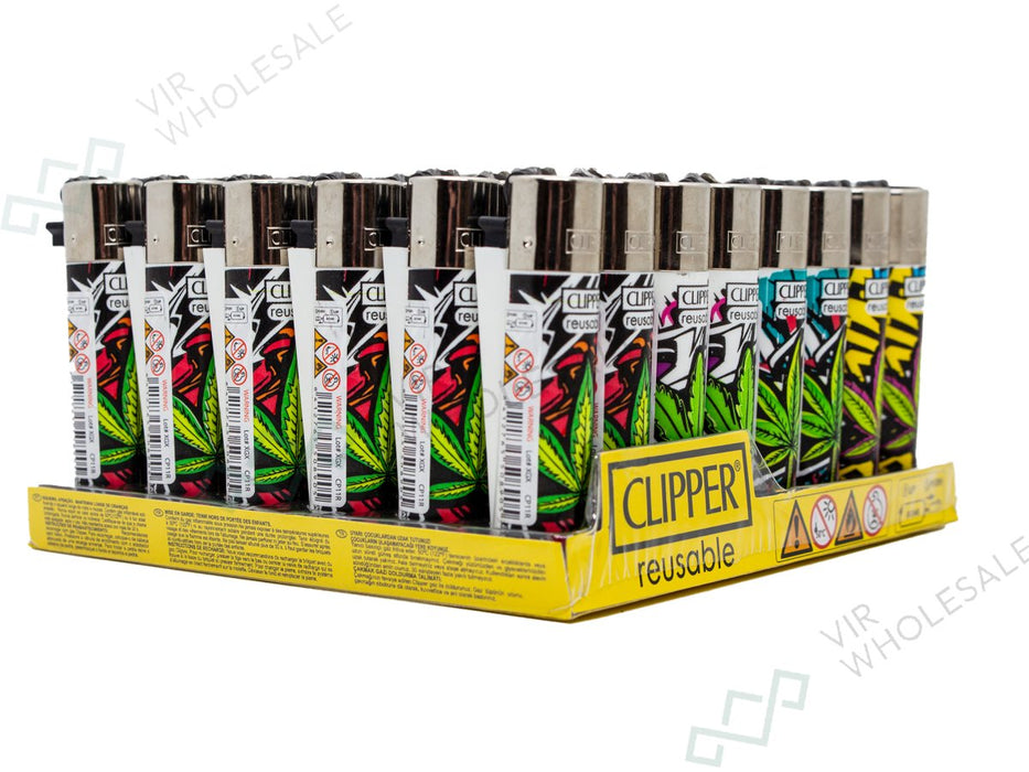 CLIPPER Lighters Printed 48's Various Designs - Urban Weed 3 - VIR Wholesale