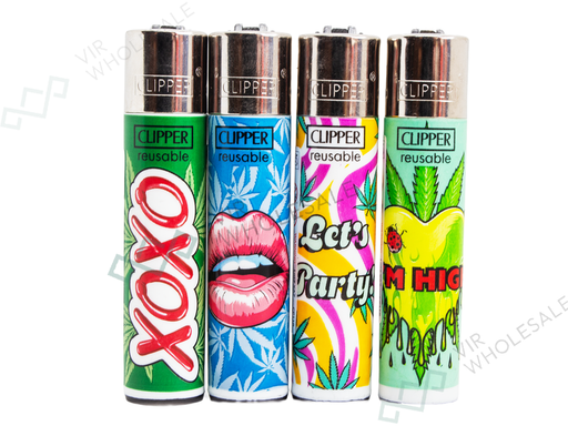 CLIPPER Lighters Printed 48’s Various Designs – Weed High - VIR Wholesale