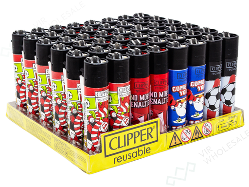CLIPPER Lighters Printed 48’s Various Designs – World Football 3 - VIR Wholesale