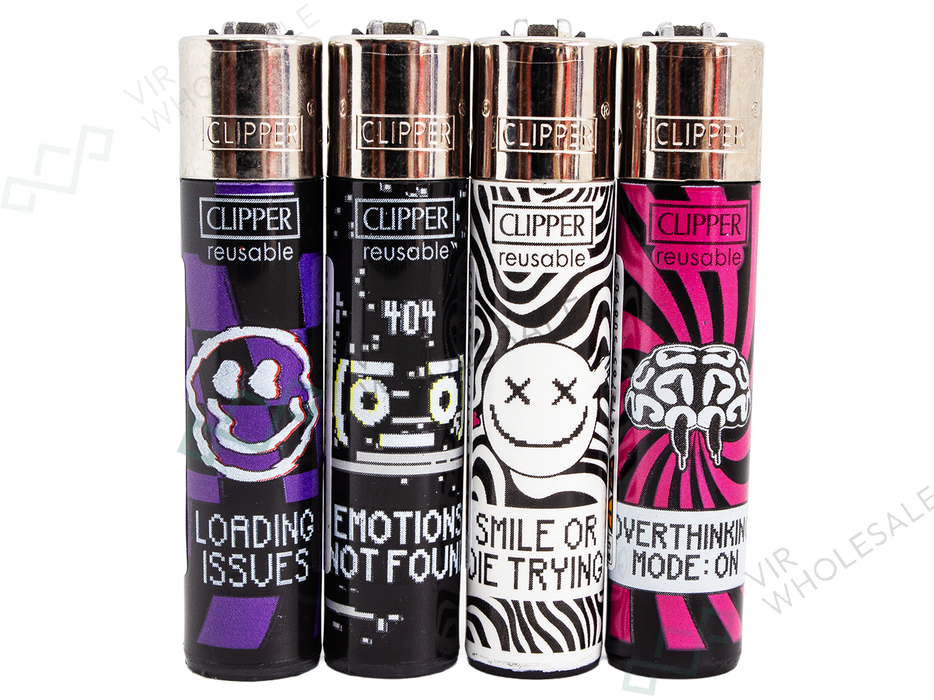 CLIPPER Lighters Printed 48’s Various Designs – Happy Problems