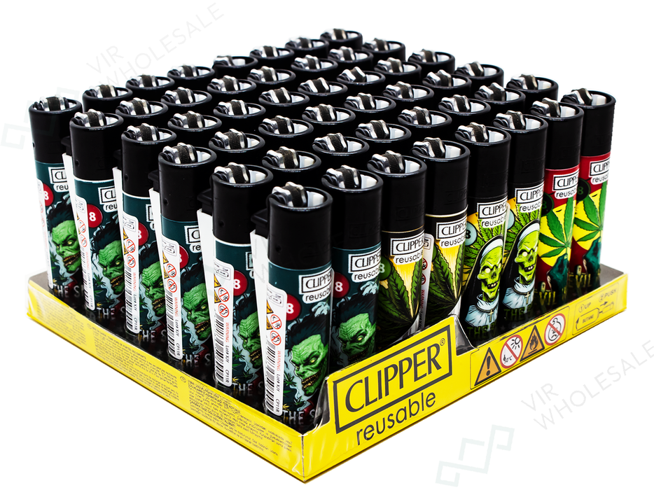 CLIPPER Lighters Printed 48’s Various Designs – Horror Leaves
