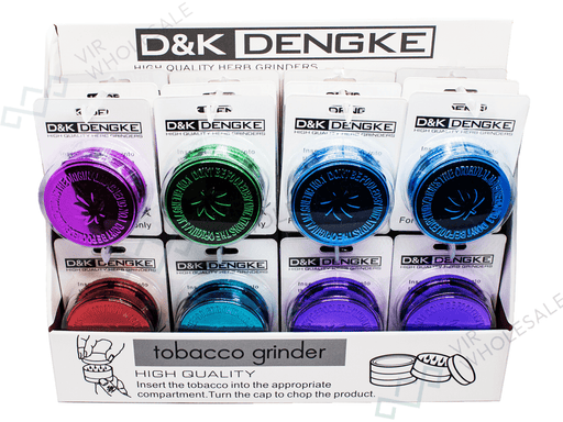 D&K 2 - Part Metal Grinders - Assorted Colours - 24 Per Box - VIR Wholesale