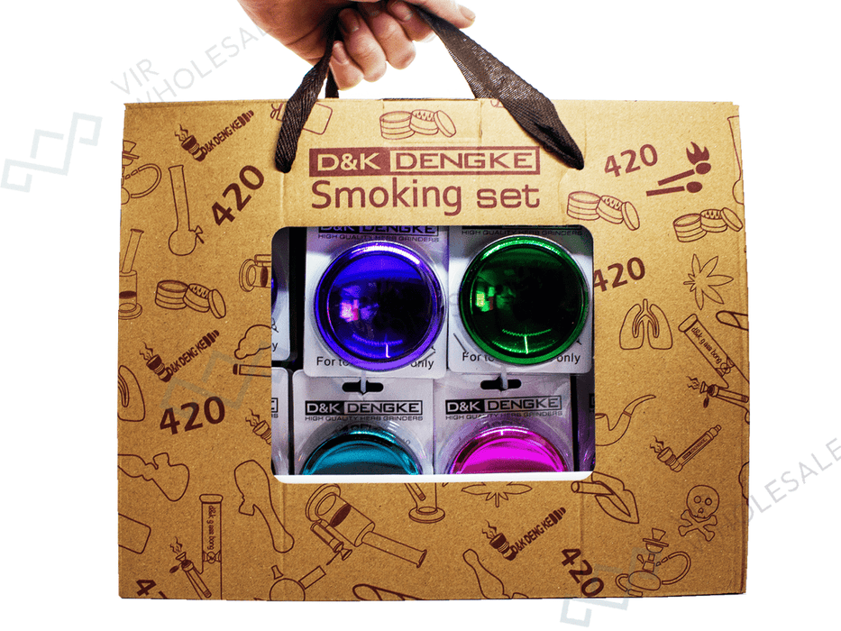 D&K 2 - Part Metallic Grinders - Assorted Colours - 24 Per Box (SM3022) - VIR Wholesale