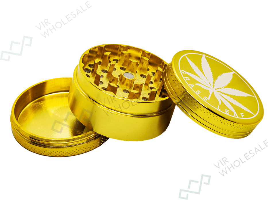 D&K 3 - Part Metallic Grinders - Gold - 12 Per Box (SM2227) - VIR Wholesale