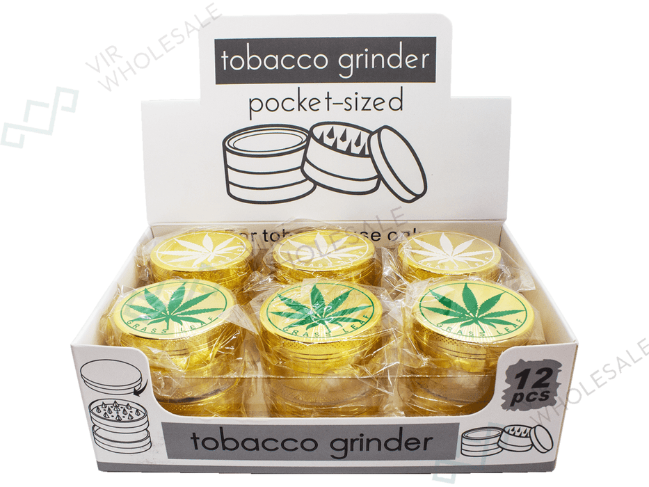 D&K 3 - Part Metallic Grinders - Gold - 12 Per Box (SM2227) - VIR Wholesale