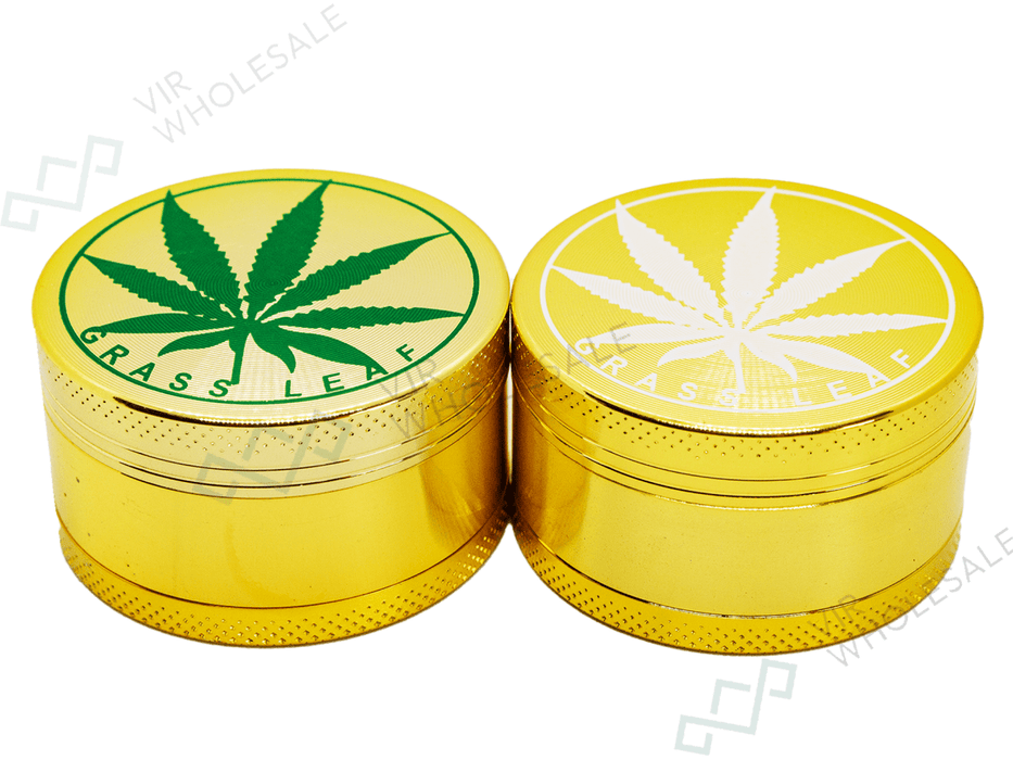 D&K 3 - Part Metallic Grinders - Gold - 12 Per Box (SM2227) - VIR Wholesale