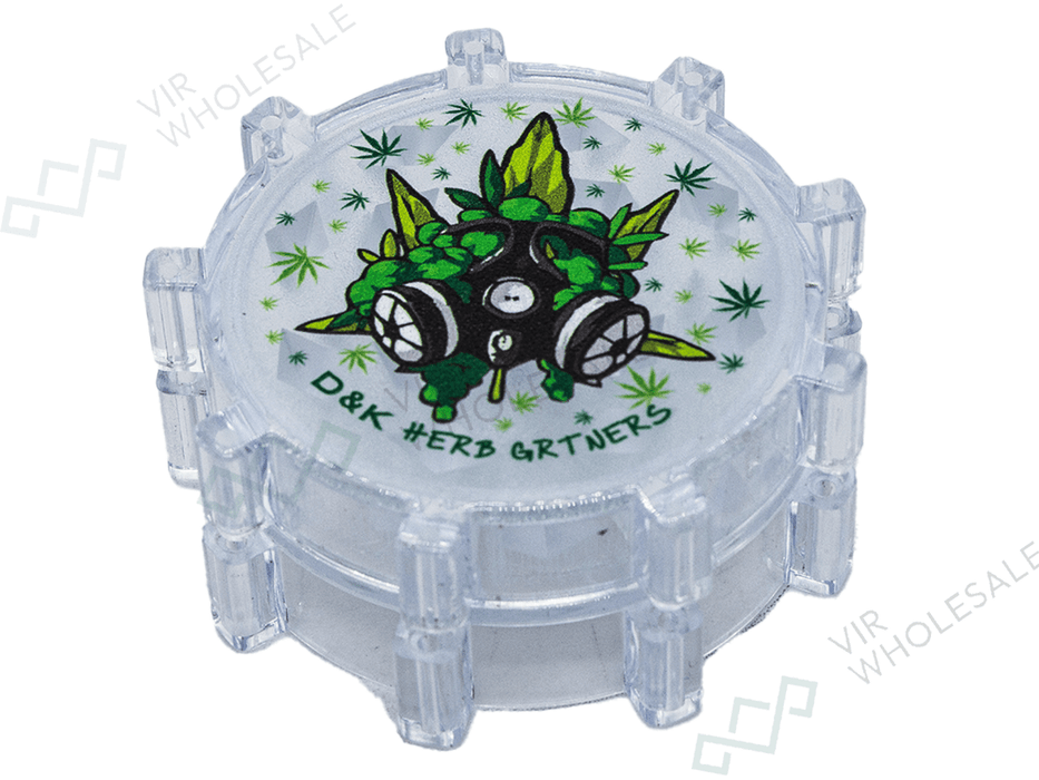 D&K 3 - Part Plastic Clear Grinders - Assorted Designs - 24 Per Box (SM3024) - VIR Wholesale