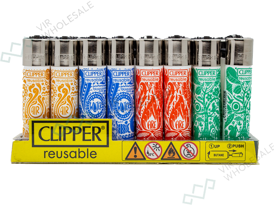 CLIPPER Lighters Printed 48's Various Designs - Element