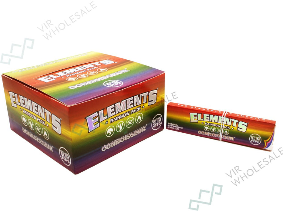 ELEMENTS Connoisseur Rainbow King Size Slim Papers + Tips - VIR Wholesale