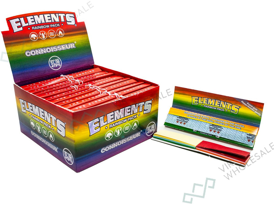 ELEMENTS Connoisseur Rainbow King Size Slim Papers + Tips - VIR Wholesale