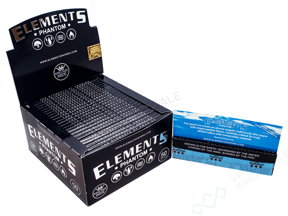 ELEMENTS King Size WIDE Phantom Rolling Papers – Ultra Thin & Slow Burning ( Thinnest Element Papers ever made ) - VIR Wholesale
