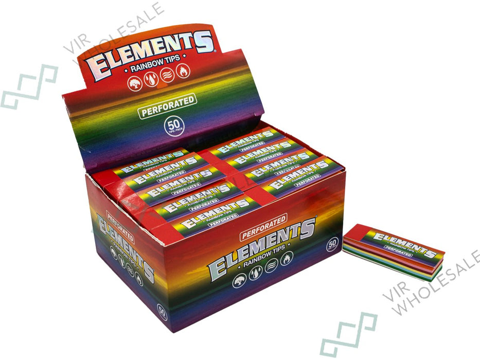 ELEMENTS Paper Rolling Tips Perforated - Rainbow - VIR Wholesale