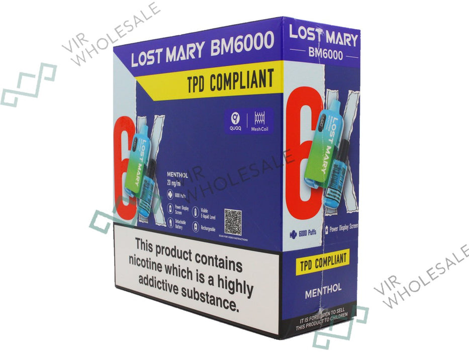 ELF BAR LOST MARY BM6000 Rechargeable Vape - 5 Vapes Per Box - VIR Wholesale