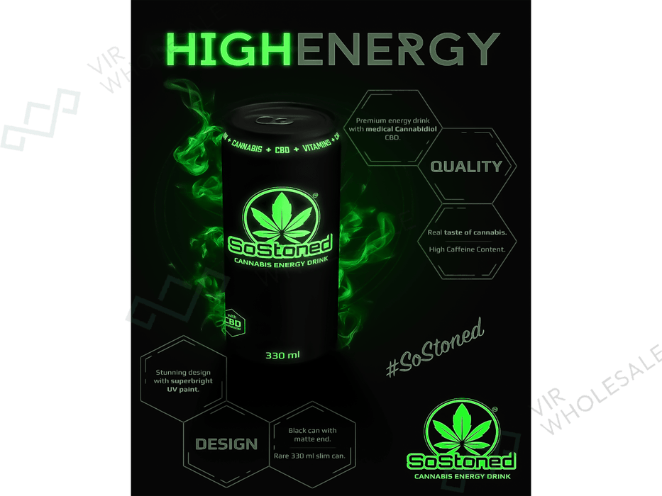 Euphoria - (24 Cans) SoStoned Canna Energy Drink With Canna Flavour & CBD - (THC Free) - VIR Wholesale