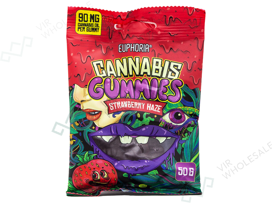 Euphoria CBD Gummies – Strawberry Haze with Hemp Oil (50g) - VIR Wholesale