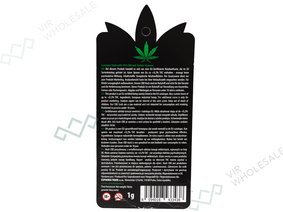 Euphoria CBD Solid Hash 19% – Gelato - VIR Wholesale