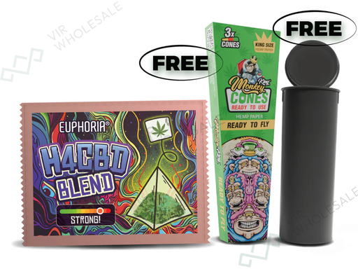 EUPHORIA H4CBD BLEND BUNDLE – INCLUDES STASH POT & HEMP CONES 3 PACK - VIR Wholesale